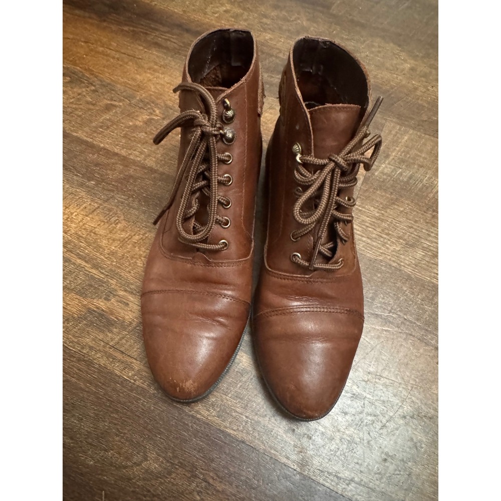 Vintage Sabree Brown Leather Lace Up Ankle Boots Women's 6 Equestrian 80s 90s
